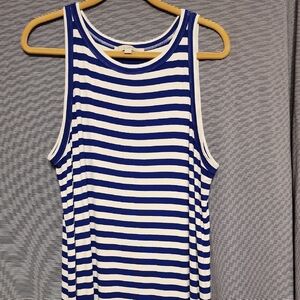 LOFT Blue and White Sleeveless Fitted Maxi Dress